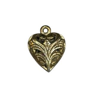 Vintage Gold Tone Sacred Heart Charm | Ornate Antique Style Pendant